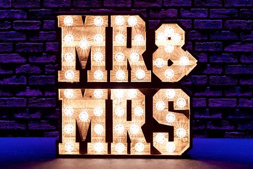 3ft rustic light up Mr and Mrs sign